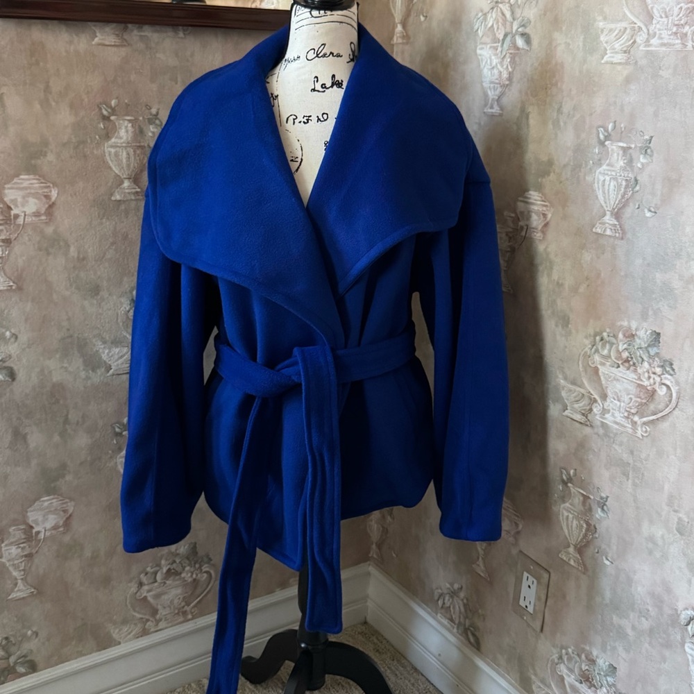 FREE PEOPLE MINA BELTED JACKET COBALT BLUE LARGE - Picture 8 of 8